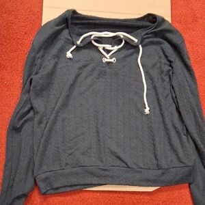 Women's Dark Gray Lace-Up Top